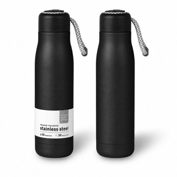 customised thermal flask bottle black